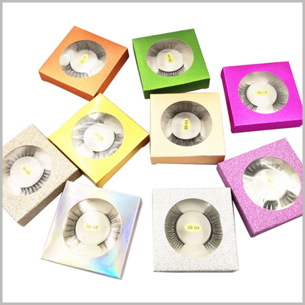 Foldable glitter small eyelash packaging box for one pair. This single pair of false eyelash packaging takes up little space and can be folded, reducing the storage and transportation costs of the packaging.