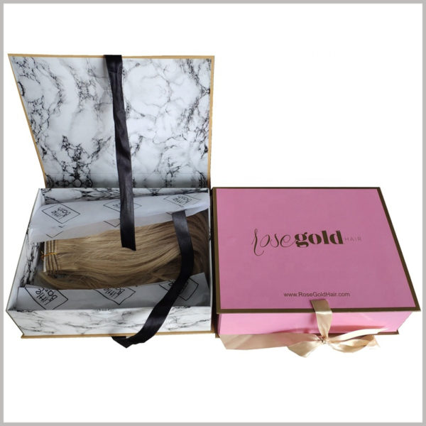 Foldable hard cardboard boxes for wig packaging,You can find more product and brand information through the company website printed on the package.