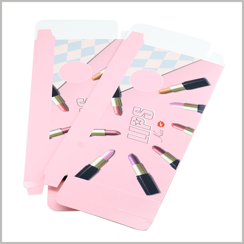 Foldable packaging for 8 sticks of lipstick. The lipstick packaging made of 350gsm single powder paper is foldable, which makes the storage of empty packaging more space-saving.