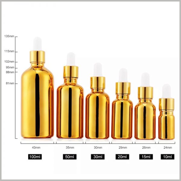 Golden Essential Oil Dropper Bottles