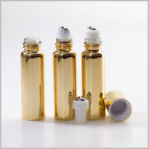 Golden UV Glass Roller Ball Essential Oil Bottle wholesale