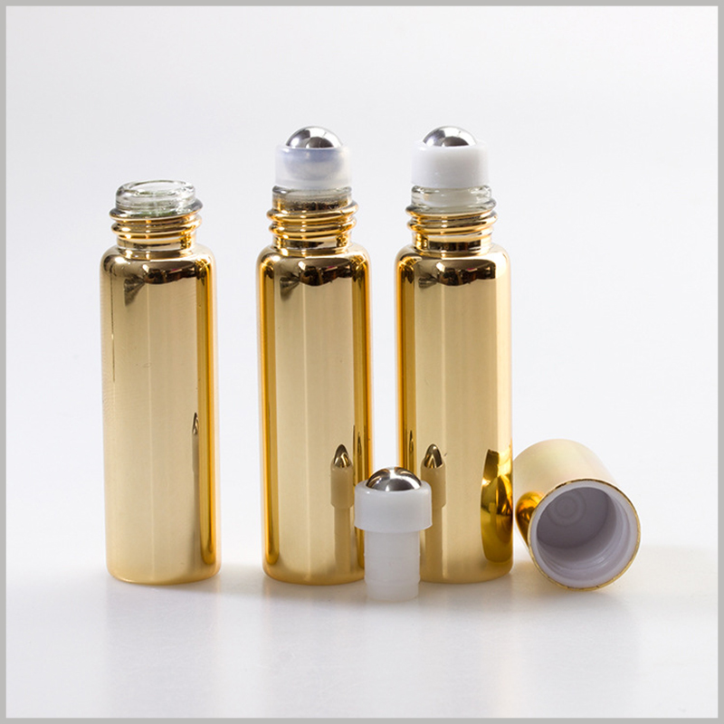 Golden UV Glass essential oil roller ball bottles Cosmetic bottles