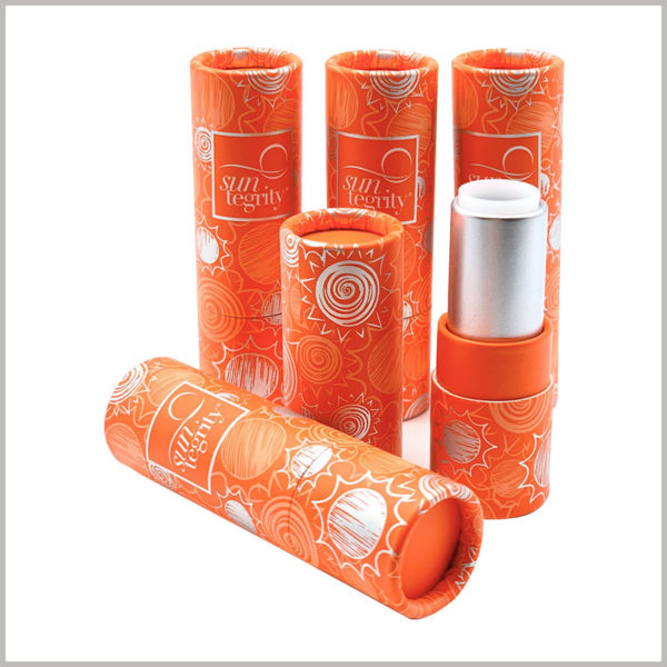 Orange sunscreen lipstick tube empty. The factory provides flexible order quantities to support the trial order of lipstick tubes or the needs of start-up companies for small batches of lipstick tubes.