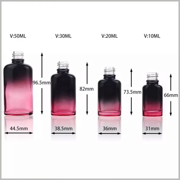 Oval essential oil dropper bottle sizes, through the pictures, you can quickly understand the diameter and height of the bottle, which is very helpful for the overall plan.
