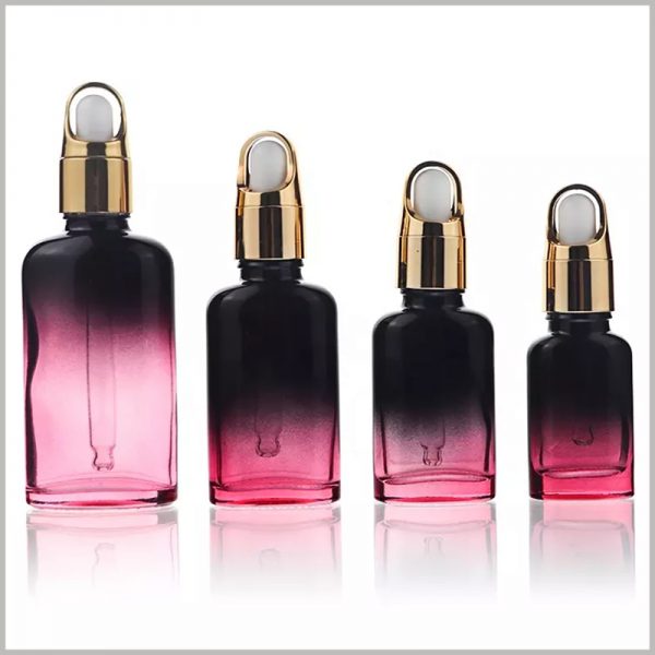 Oval essential oil dropper bottles wholesale, the glass bottles are gold circle and white rubber.