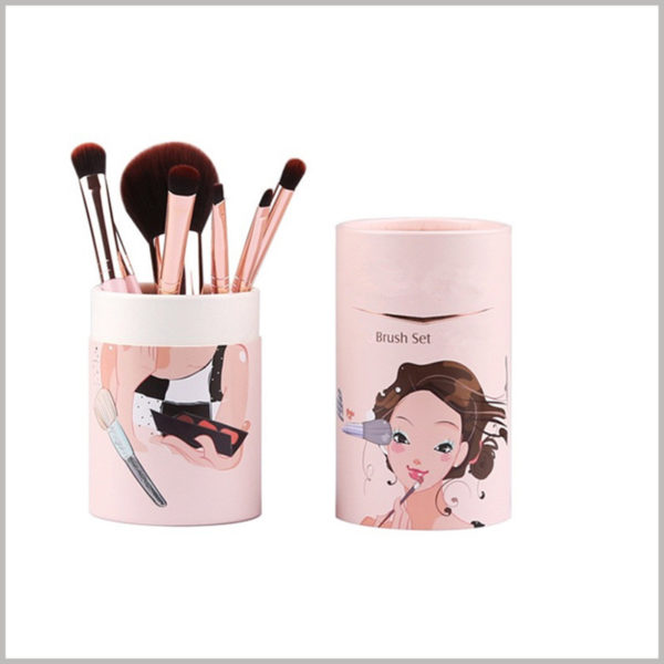 Pink cardboard round tubes for makeup brush packaging