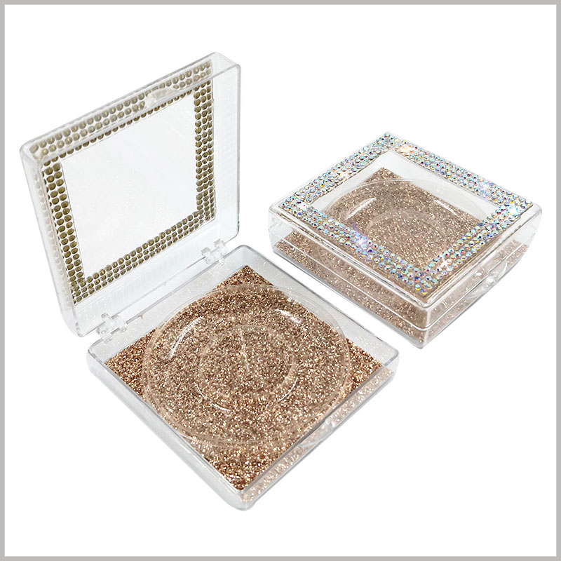 Plastic False eyelash packaging with crystal decoration