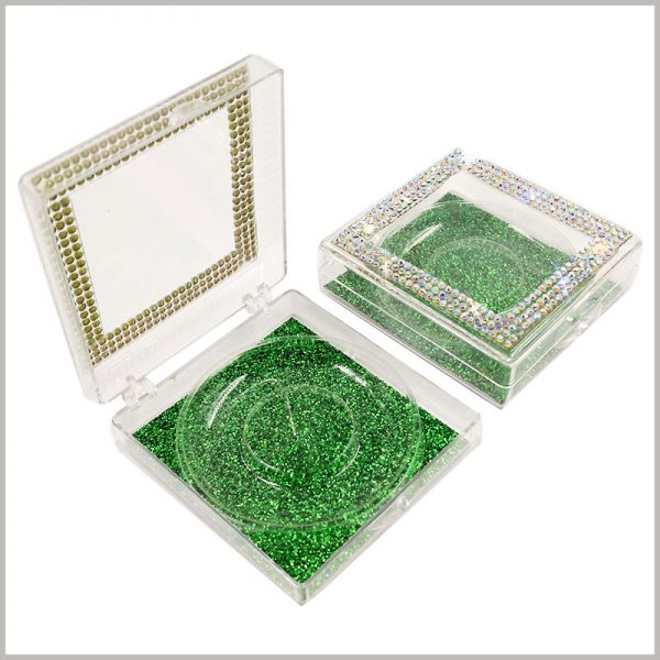 Plastic eyelashes packaging with crystal decoration