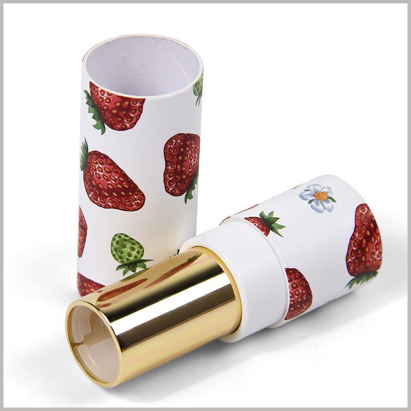 Printed paper tubes for lipstick packaging boxes. Custom tube packaging is used for lipstick products, and the characteristics of lipstick are reflected by printed patterns.