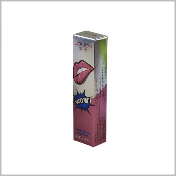 Printed small package for single lip gloss boxes wholesale. The side of the cosmetics box packaging has dense text printing, which will serve to explain the product.