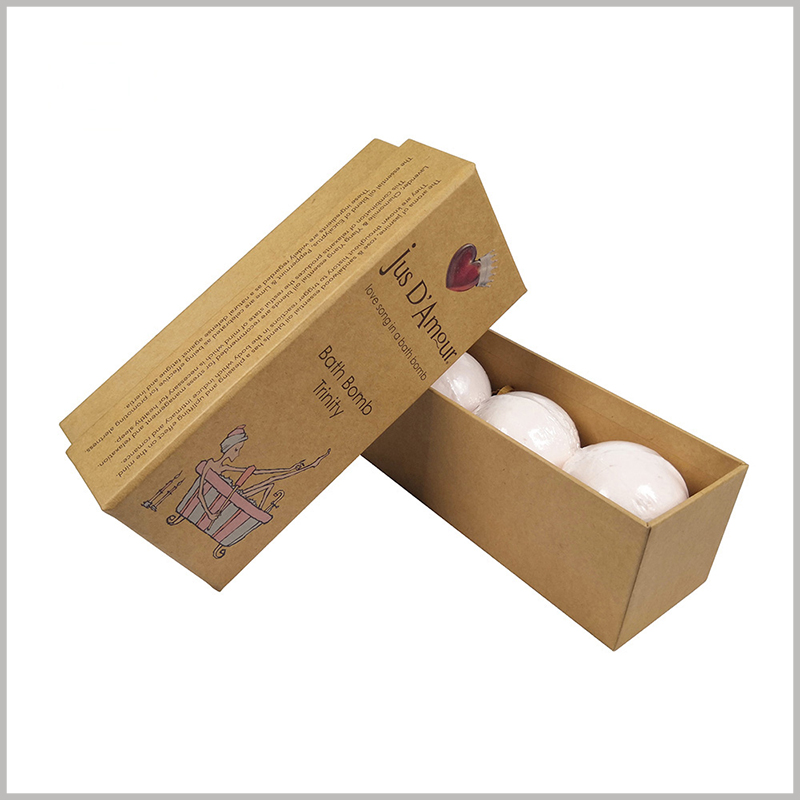 Quality eco friendly kraft paper packaging for bath bombs. The kraft paper packaging is sturdy, can withstand external pressure, and protect the product well.