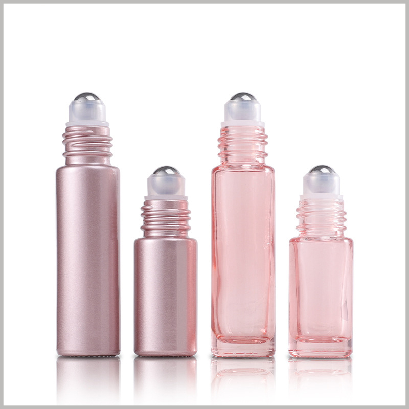 Rose gold essential oil roller bottles with metal ball