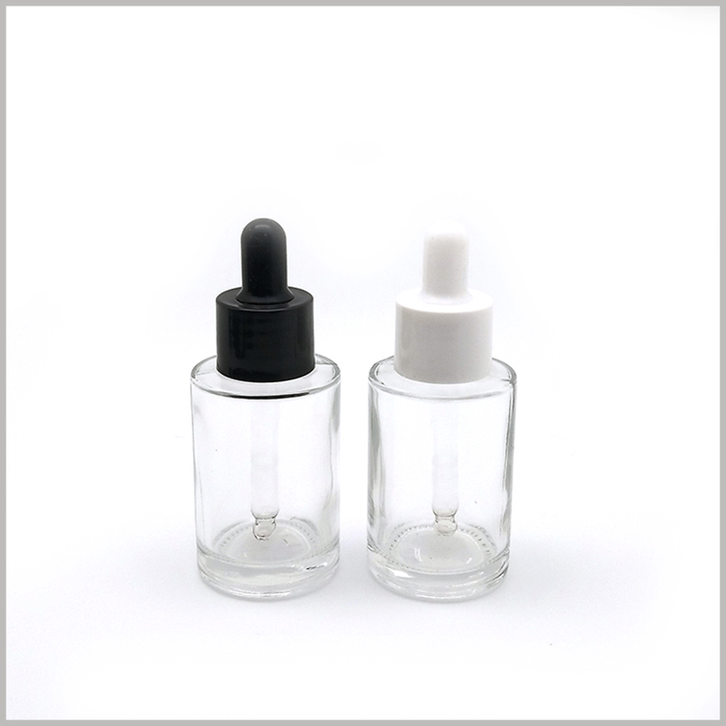 Small Round flat shoulder clear glass dropper bottle for essential oil, thick glass bottle can protect the product better.