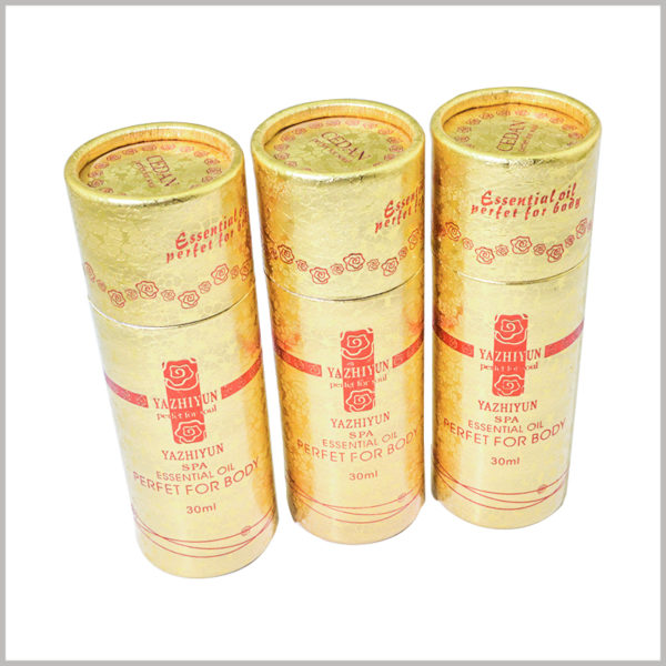 Small diameter cardboard tubes for 30ml body oil packaging. As a laminated paper, gold cardboard improves the visual effect and luxury of packaging.