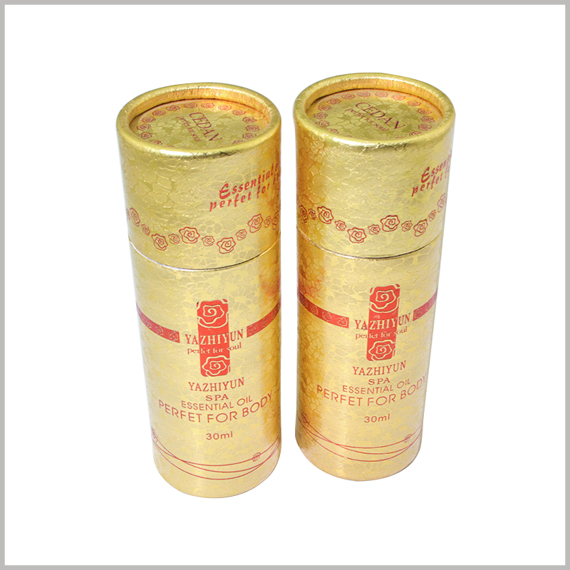 Small diameter cardboard tubes for 30ml spa body oil packaging. Essential oil volume "30ml" is required to be printed on the surface of the cylindrical package, which is what consumers want to know.