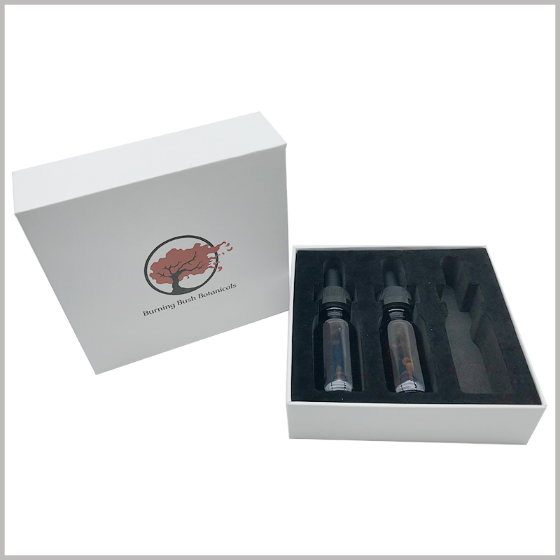 Three-bottle essential oil packaging boxes with flocked EVA inserts