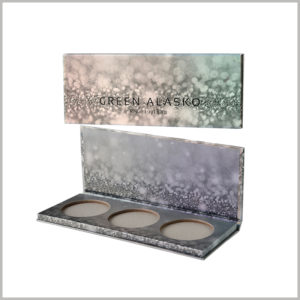 Three-color eyeshadow palette packaging boxes with ideas. Eye shadow packaging uses diamonds and starry sky as the main patterns. The packaging design is fashionable and very attractive.