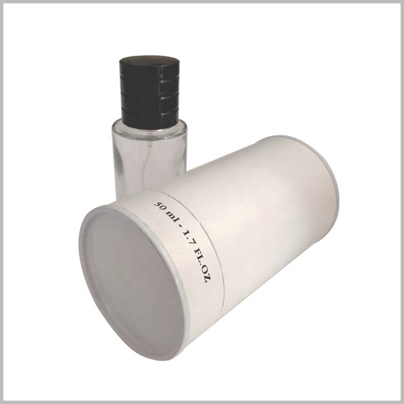 White paper tube boxes for 50ml perfume. In order to highlight the characteristics and differentiation of products, printing specific content on perfume packaging is the best way.