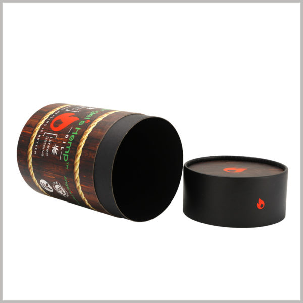Wholesale Creative packaging cardboard tubes for hemp oil boxes. The paper tube is made of 350g black cardboard, and the thickness of the paper tube is 1.2mm.