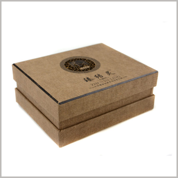 Wholesale Imitation cloth cardboard packaging for shampoo box set. Beige imitation cloth paper is laminated on cardboard boxes, which increases the creativity and appeal of packaging.