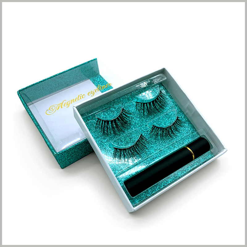 Windowed-eyelash-packaging-box-square-drawer-design-for-2-pairs