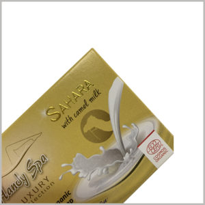 biodegradable soap packaging boxes with printed. The combination of bronzing printing and emboss printing makes the packaging visual experience and touch better.