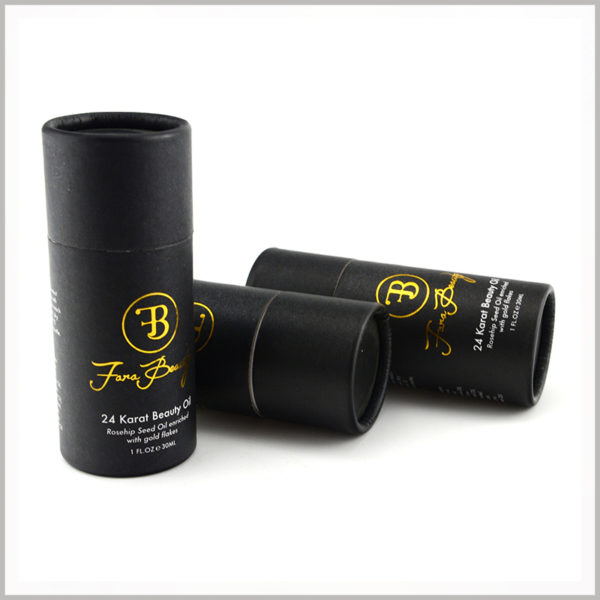 custom small black cardboard tube for 30ml beauty oil packaging wholesale