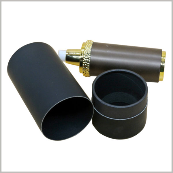 black cardboard tube shampoo box with eva insert, EVA is used to fix the shampoo bottle, to avoid product shaking and damage inside the paper tube