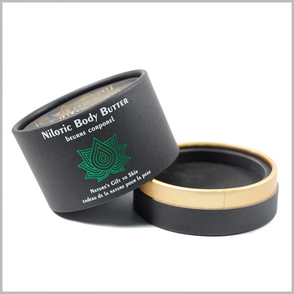 black cardboard tube skin care packaging.In the base of the cylindrical package, in order to protect and fix the cream, EVA gaskets and EVA rings are used.