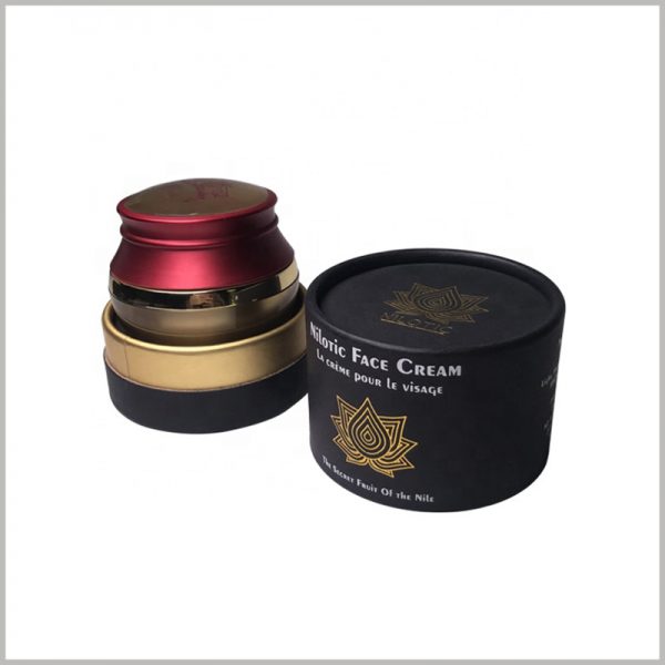 Custom black cardboard tube skin care packaging for face cream box.The cream can be embedded into round boxes without causing excessive packaging.