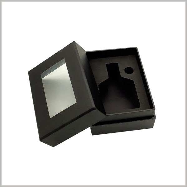 black empty perfume boxes with windows.Therefore, you do not need to open the package to see the perfume style and characteristics inside the box.