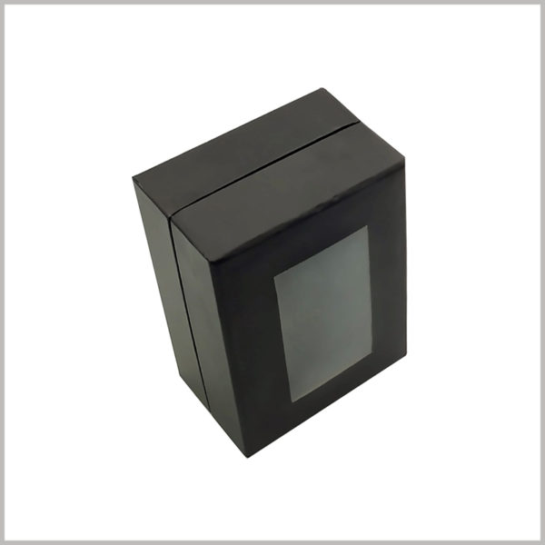 black empty perfume gift boxes with windows.You can print specific content on the packaging, make the packaging unique, and be able to display product and brand information.