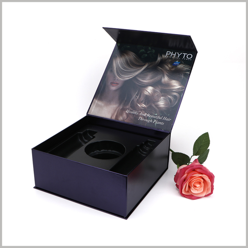 black printed boxes for shampoo packaging. Customized packaging can choose to print specific content, reflect the characteristics and differences of products, and increase the attractiveness of products.