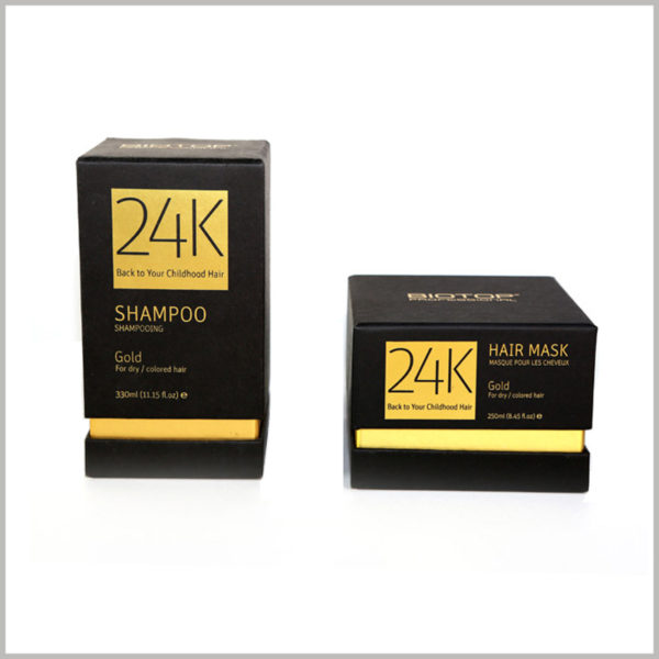 black product boxes for hair mask packaging. The black hard cardboard boxes are strong and durable, can withstand a certain amount of external pressure, and have good protection for the product.