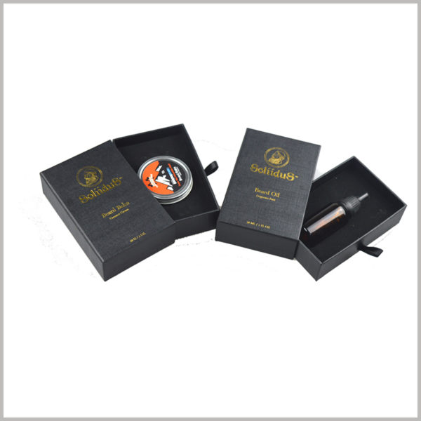 Custom black small cardboard drawer boxes wholesale,the product packaging for essential oil boxes.