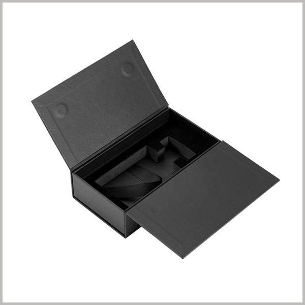 black small cardboard perfume spray boxes with eva insert,to ensure that glass perfume bottles are not subject to backlog collision during transportation