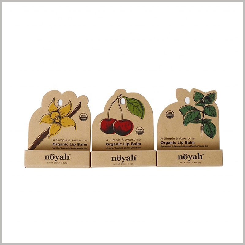 Custom brown eco friendly lip balm packaging wholesale. The unique design of lip balm packaging, using biodegradable kraft paper as a raw material, is very popular.