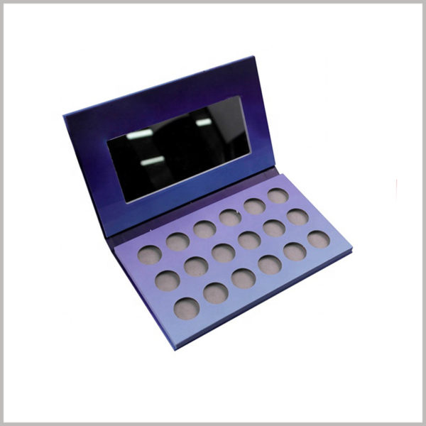 Custom cardboard 18 colors eyeshadow packaging boxes with mirror. Environmentally friendly cosmetic packaging has become a trend that can attract more customers.