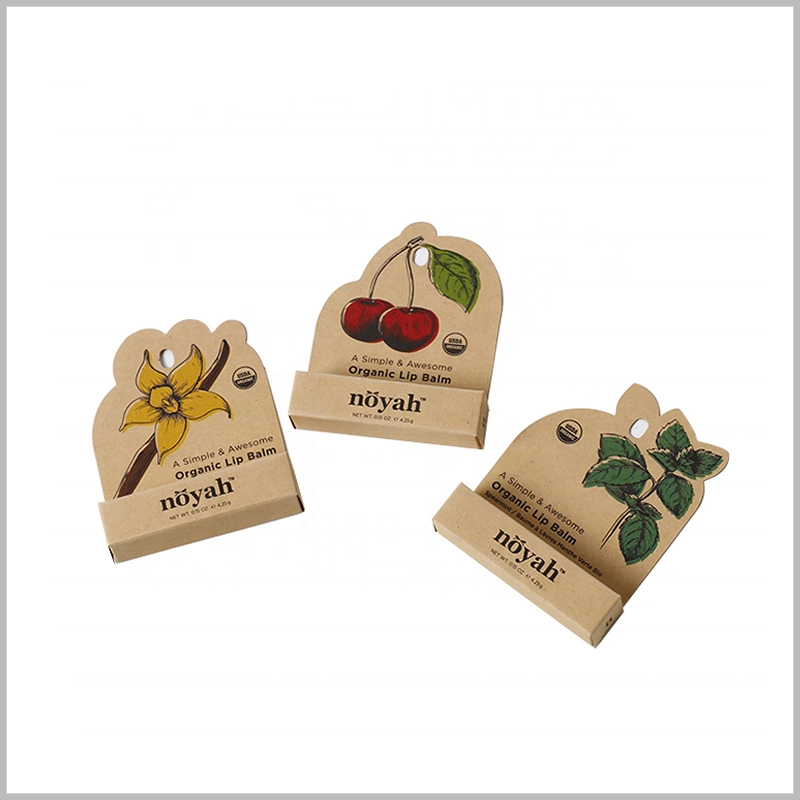 cheap brown eco friendly lip balm packaging boxes. Kraft paper packaging design is simple, but it can intuitively reflect the characteristics of lipstick.