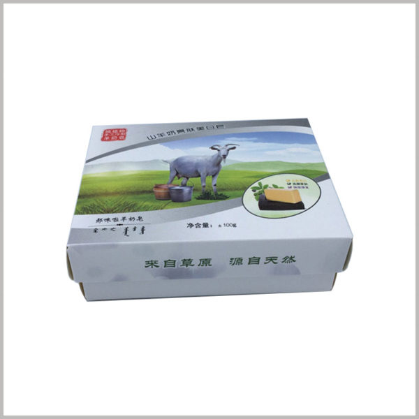 cheap custom printed boxes packaging wholesale. Handmade sheep soap packaging boxes, the main pattern of packaging design is based on raw material patterns.