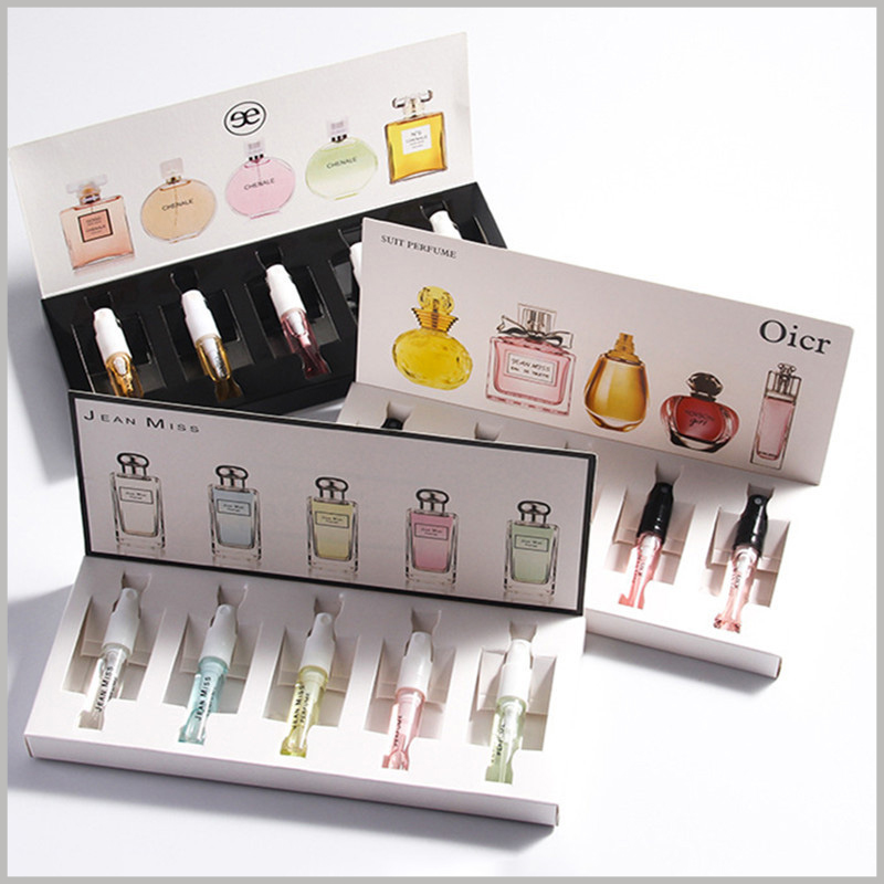 cheap perfume packaging with paper insert. Perfume boxes are entirely made of paper as raw materials, and the packaging will be completely recyclable and biodegradable.