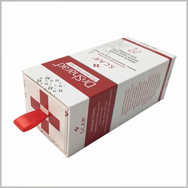 cheap small cardboard boxes with CMYK printing,Packaging style of cardboard drawer boxes, pull the red silk towel to open the package.