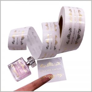 clear gold foil labels for perfume bottles. The customized perfume bottle label is sticky and very convenient to use.