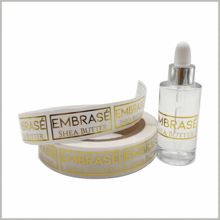 Clear labels gold foil print for cosmtic bottles Custom labels