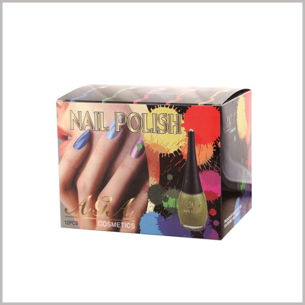color cosmetics packaging for 12pcs of nail polish boxes. The rich colors and unique pattern design make the nail polish packaging full of fashionable elements.