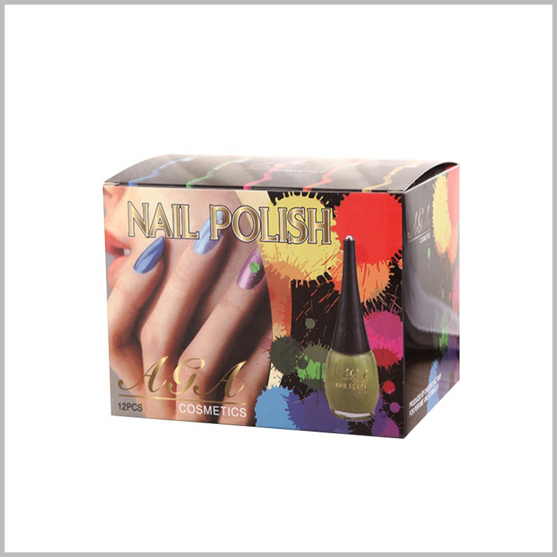 color cosmetics packaging for 12pcs of nail polish boxes. The rich colors and unique pattern design make the nail polish packaging full of fashionable elements.