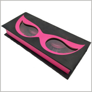 creative black cardboard boxes for eyelash packaging, Black cardboard package with clear window shaped like eyes