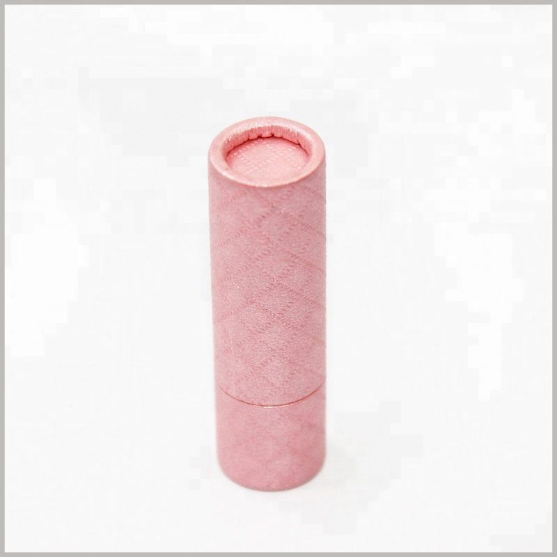 Custom creative cosmetic packaging for lipstick tube.This small round boxes make the product more unique with the help of special laminated paper (pink imitation cloth).