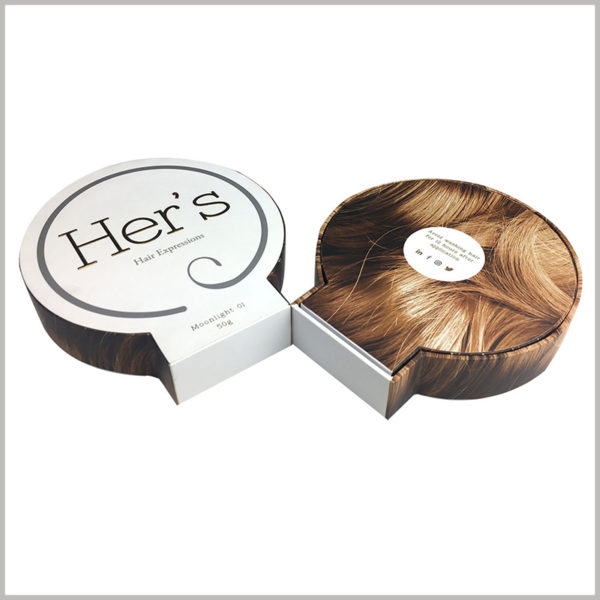 creative design packaging for hair extensions. The brand name is printed on the back of the customized wig box, and the weight of the wig (50g) is printed, so consumers can judge whether the wig is the product they need.