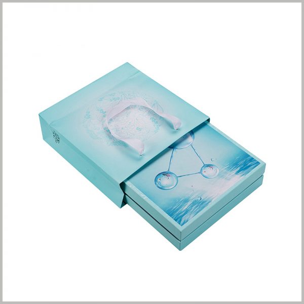 creative packaging for skin care product boxes.It is necessary to match the customer with a handbag for carrying skin care products. We can provide you with skin care boxes and handbags with consistent packaging design.